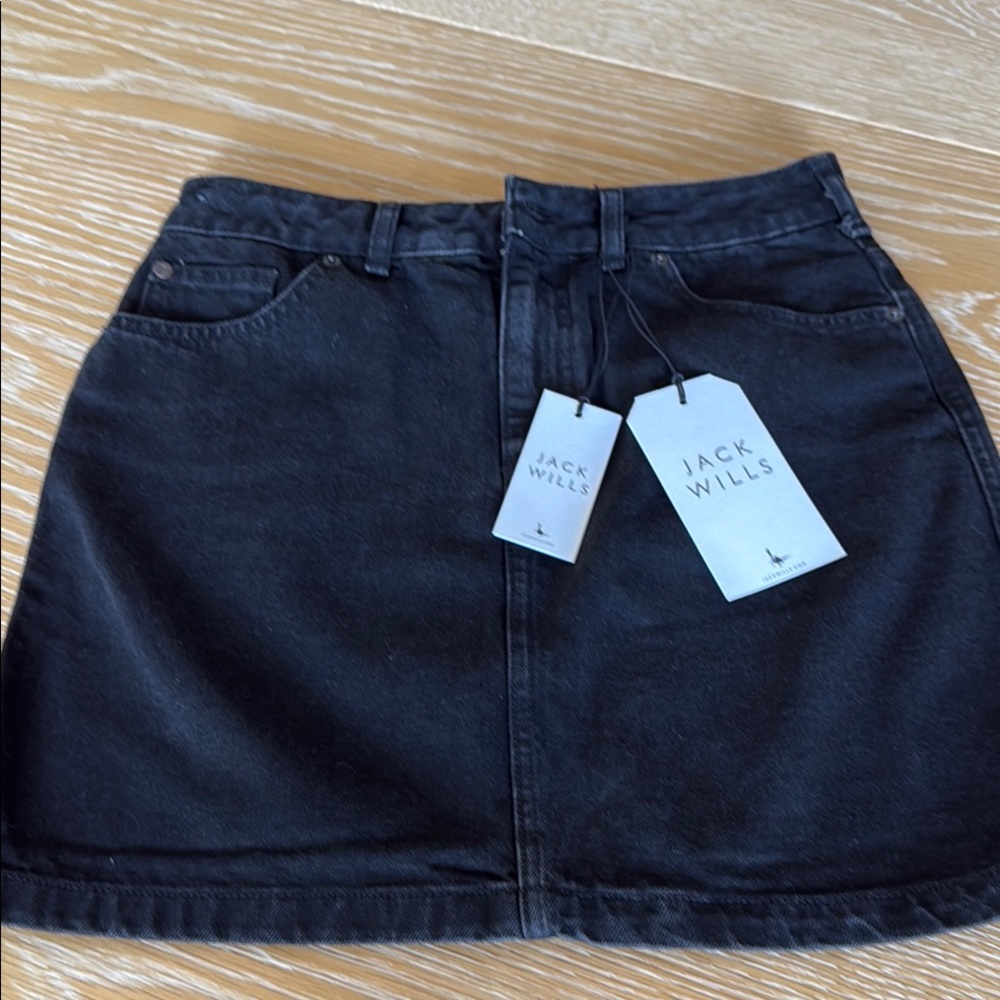 Jack Wills NWT 6 Black Denim Skirt